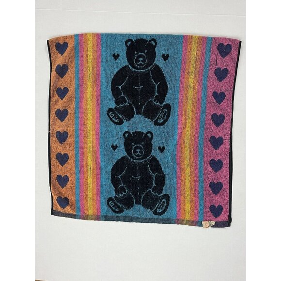 Vintage J Franco Beach Towel Blue Bears Teddy Bear Heart 24x47" - Picture 5 of 7